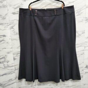 Lane Bryant Midi Skirt Women Plus Size 28 Black Button Accents A Line Full